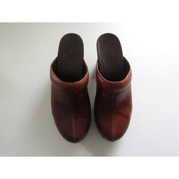 Dansko Brown Leather Clog Mules Size 38 (US 7.5–8) Studded Heel Slip-On - Picture 1 of 9